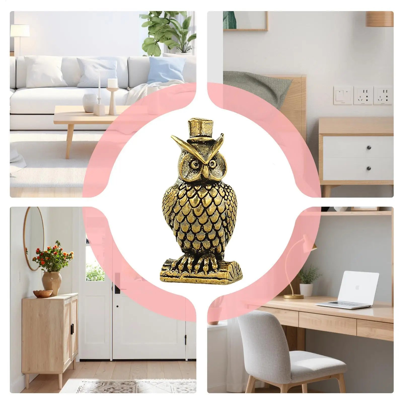 Solid Brass Owl Figurine - Vintage Desk and Bookshelf Sculpture, Two Designs