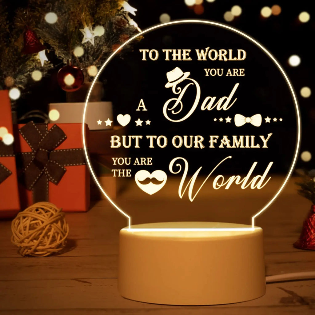 LED Night Light for Dad - Engraved Acrylic Keepsake Lamp, 8 Designs - view 2