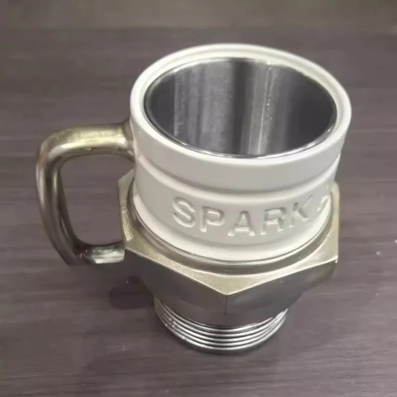 Spark Plug Coffee Mug - Novelty Ceramic and Metal Cup for Car Lovers and Mechanics