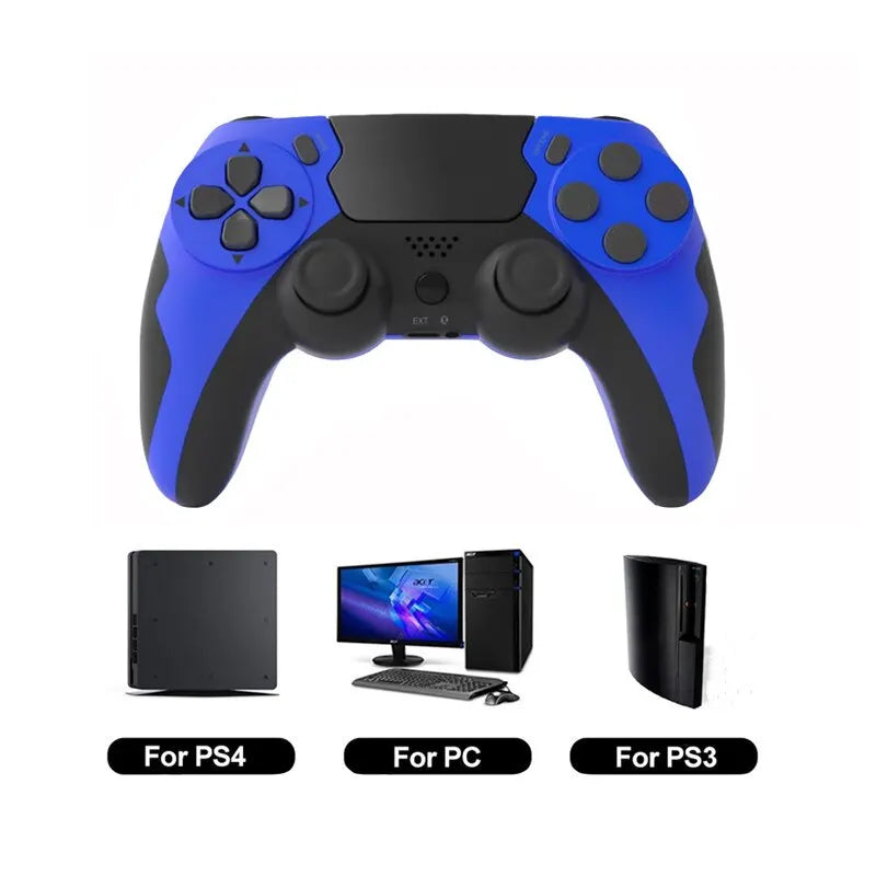 Wireless Game Controller with Six-Axis Gyroscope and Touch Pad - Blue and Black