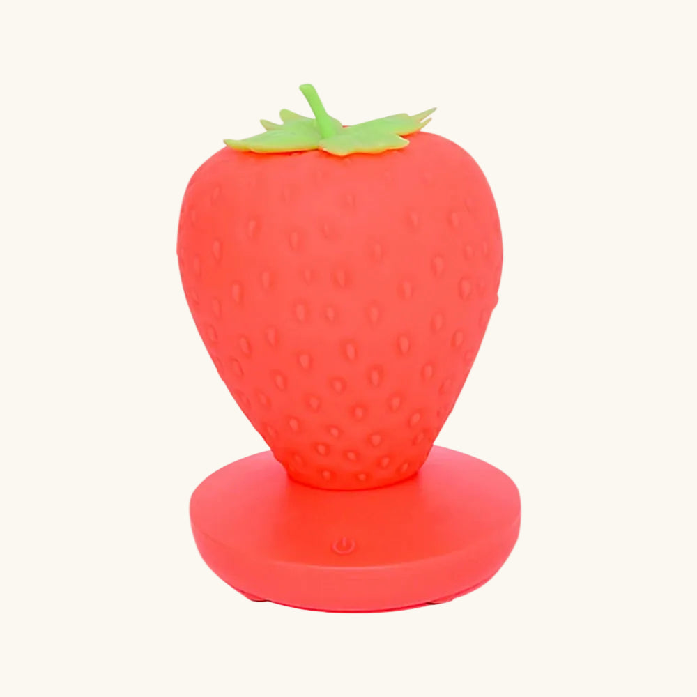 Strawberry Night Light - Silicone Touch Lamp, Dimmable and USB Rechargeable - Red