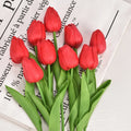 Real-Touch Artificial Tulips - 10 Stem Bouquet, 19 Colors - Red