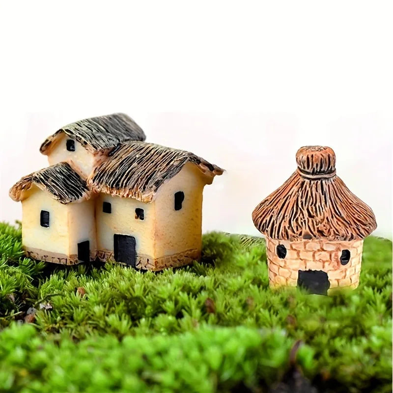 Miniature Fairy Garden House Set of 6 - Hand-Painted Resin C - 6