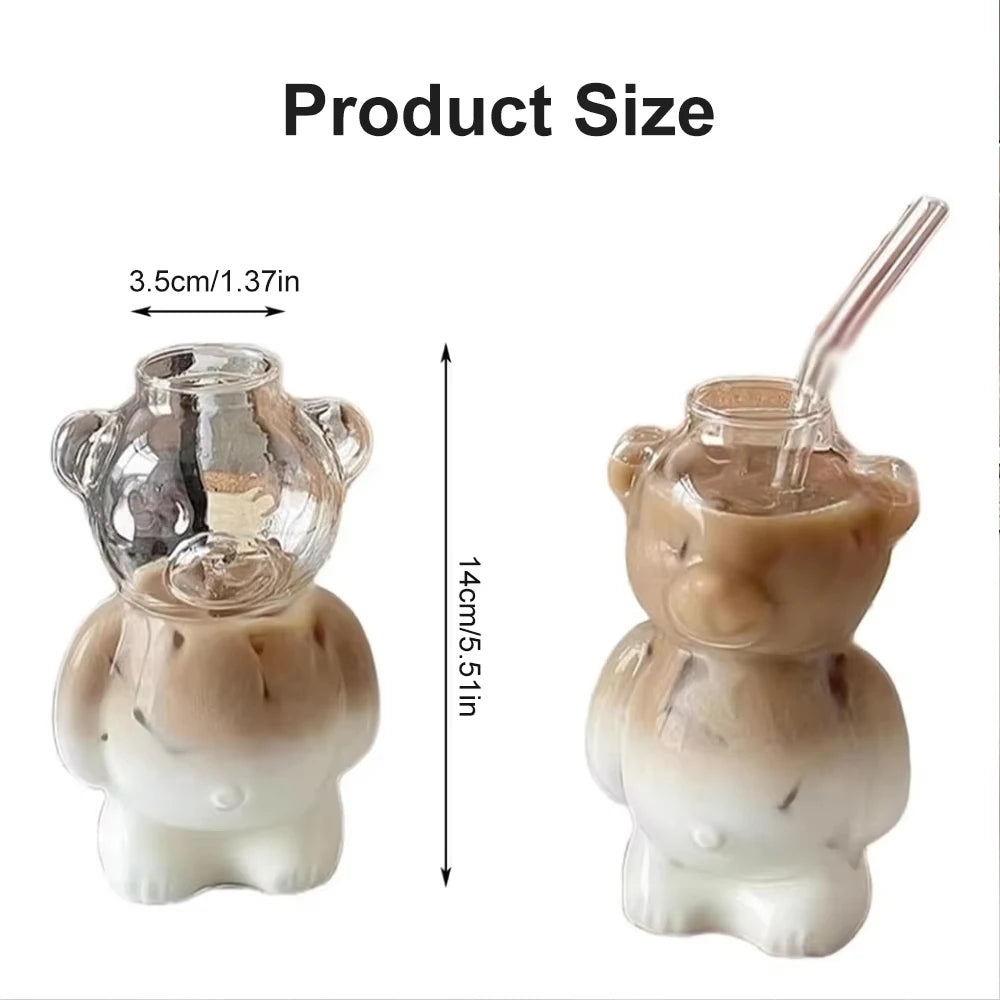Bear Shaped Glass Cup with Straw - Clear Tumbler for Iced Coffee and Cold Drinks - image 6