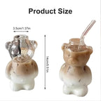 Bear Shaped Glass Cup with Straw - Clear Tumbler for Iced Coffee and Cold Drinks - image 6