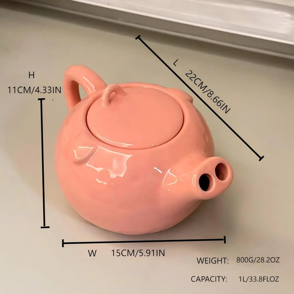 Pig Ceramic Teapot and Mug - 1L Novelty Snout Spout Tea Set - 5