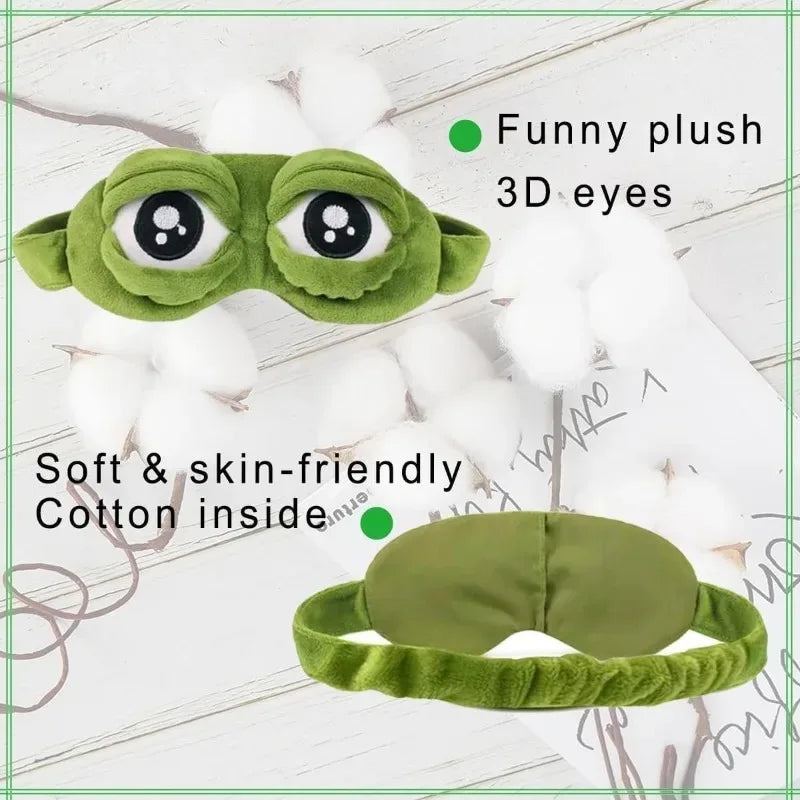 Plush Frog Sleep Mask 3-Pack - Soft 3D Eye Cover for Travel  - 3
