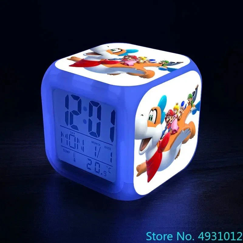 Anime Sonic Mario Bros Figure LED Alarm Clock 7-Color Touch Light Kids D... — View 14