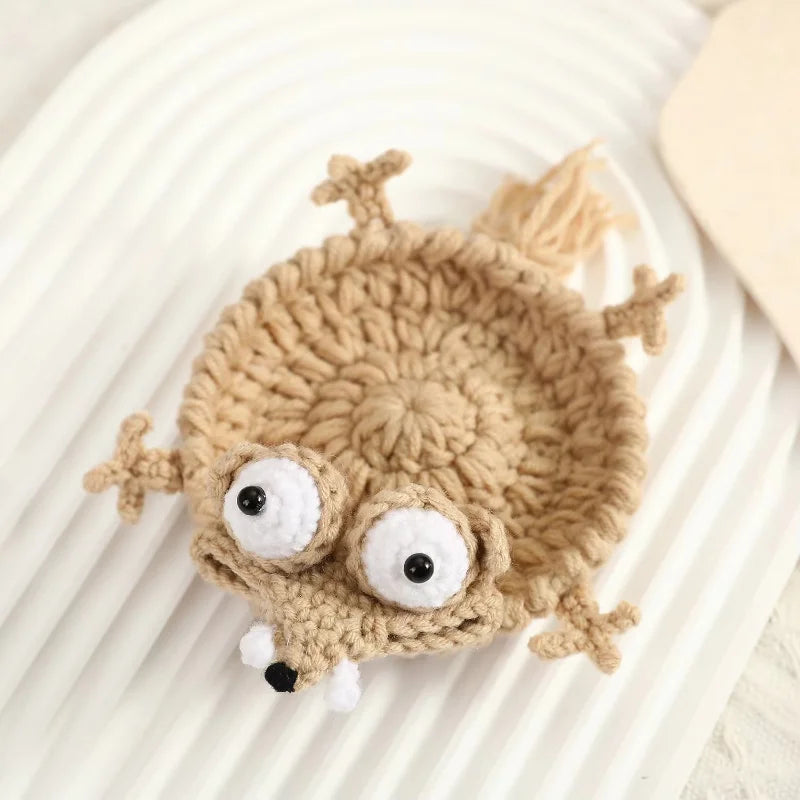 Crochet Animal Coaster Set of 4 - Handmade Squirrel, Frog an - 6