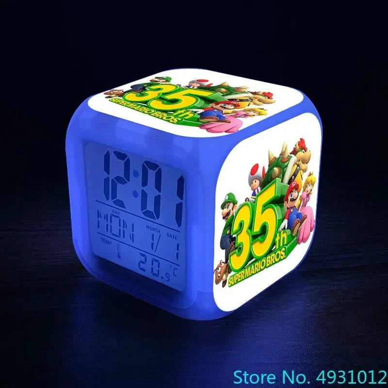 Anime Sonic Mario Bros Figure LED Alarm Clock 7-Color Touch Light Kids D... — View 27