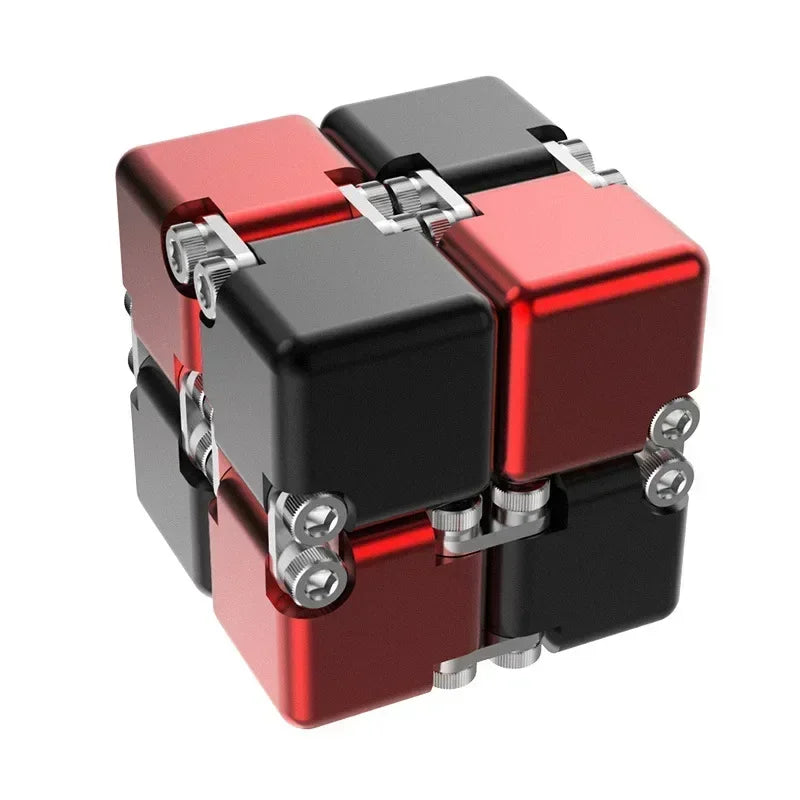 Metal Infinity Cube Fidget Toy - Black Red
