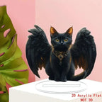 Winged Black Cat Acrylic Standee - Gothic Desk and Shelf Ornament - 4
