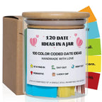Date Night Ideas Jar - Colour-Coded Prompt Sticks in a Glass Jar with Bamboo Lid - image 1