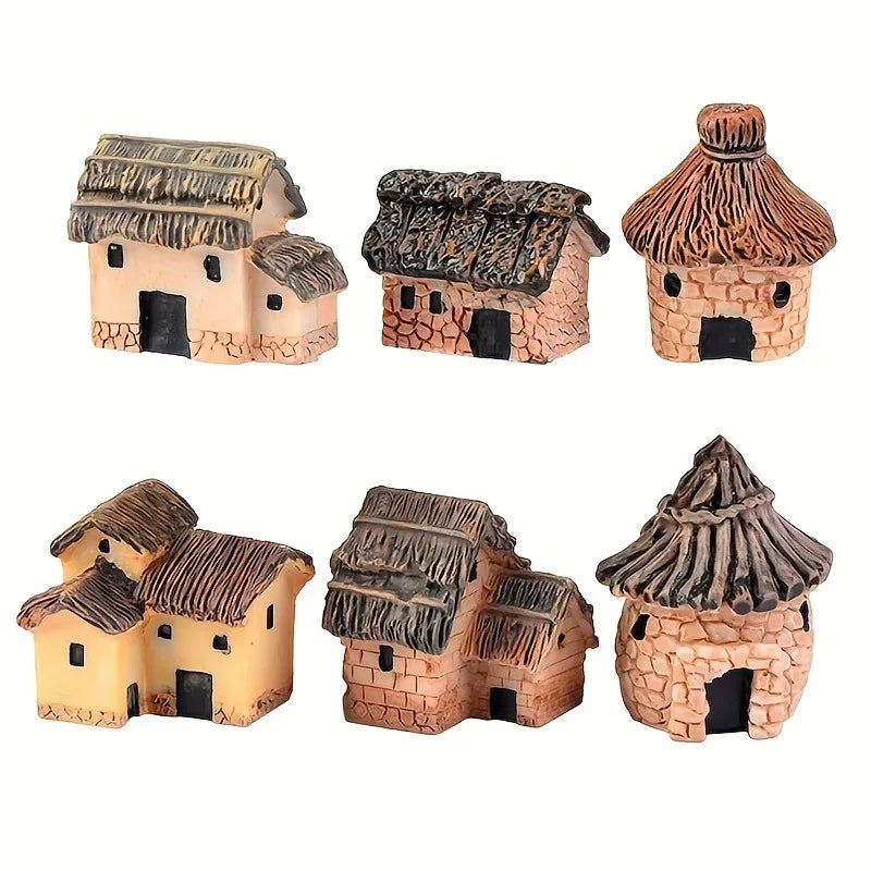 Miniature Fairy Garden House Set of 6 - Hand-Painted Resin C - 1