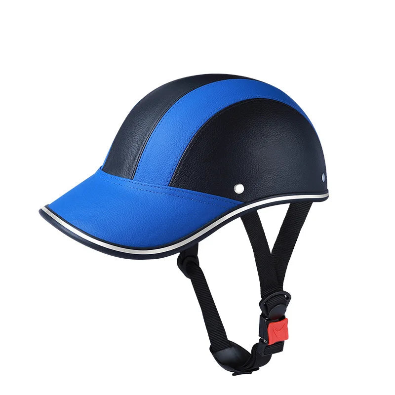 Baseball Cap Motorcycle Helmet - Leather-Look Open Face Scooter Helmet - view 4