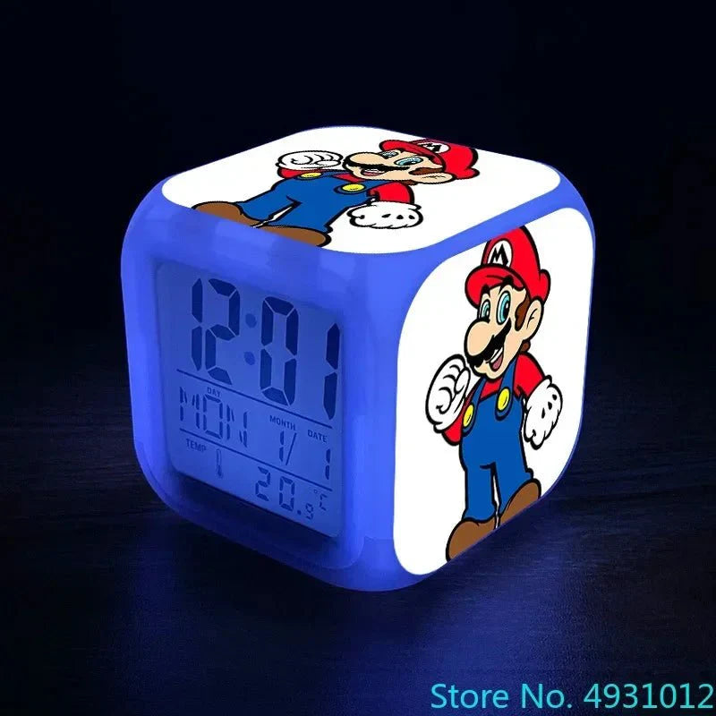 Anime Sonic Mario Bros Figure LED Alarm Clock 7-Color Touch Light Kids D... — View 8