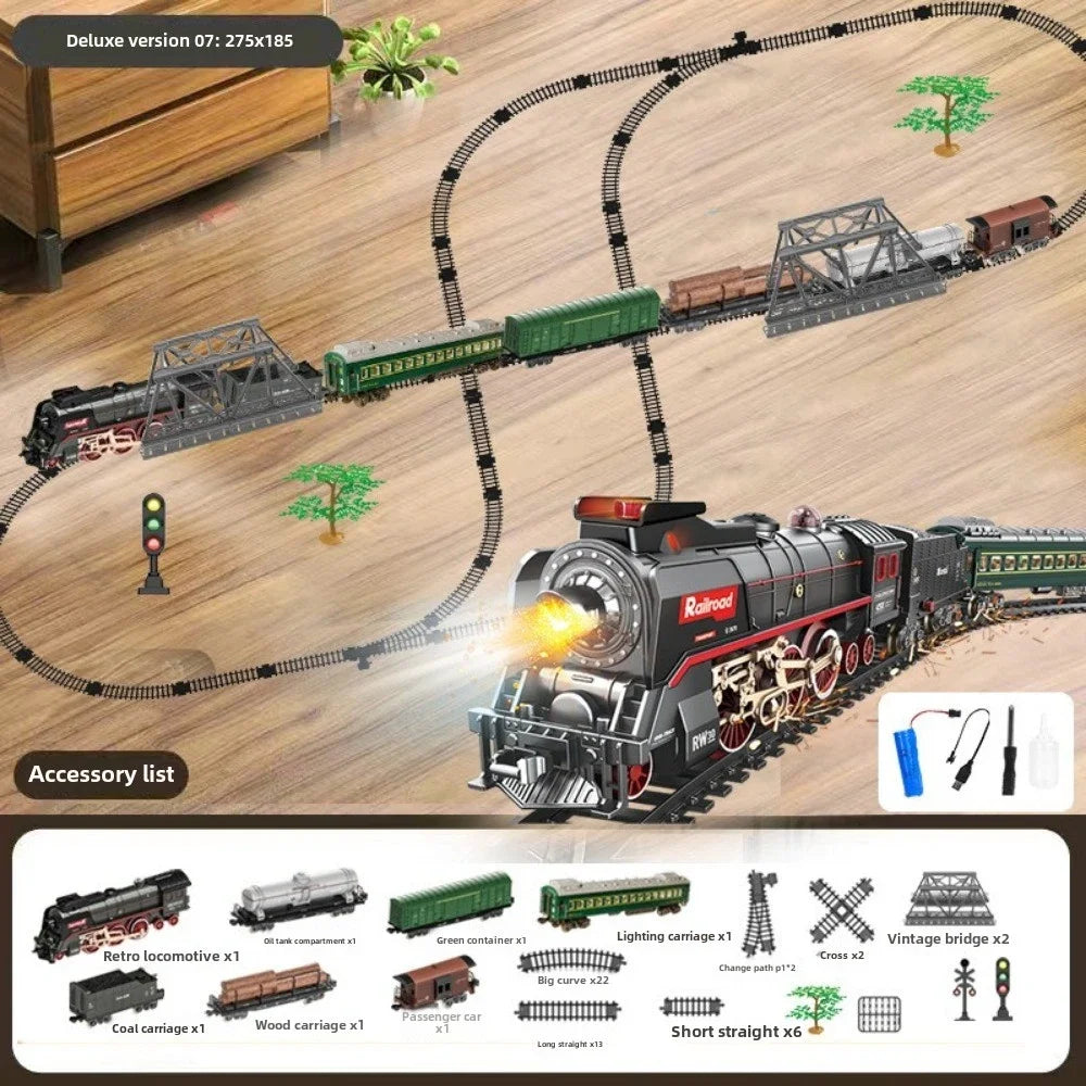 Electric Steam Train Set with Real Smoke, Lights and Sound - 1