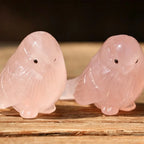 Rose Quartz Bird Figurine - Hand Carved Natural Crystal Song