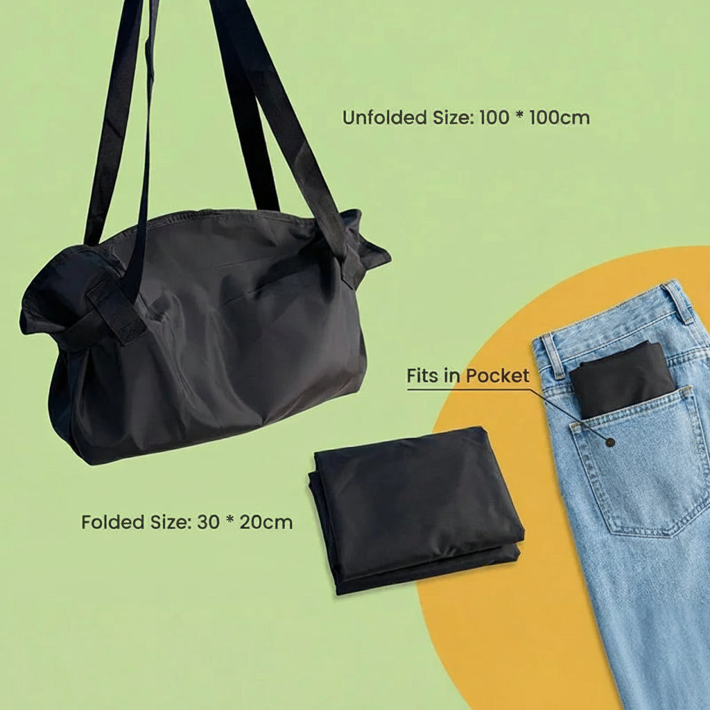 Foldable Travel Tote Bag with Packable Picnic Mat - Lightweight Water- - 2
