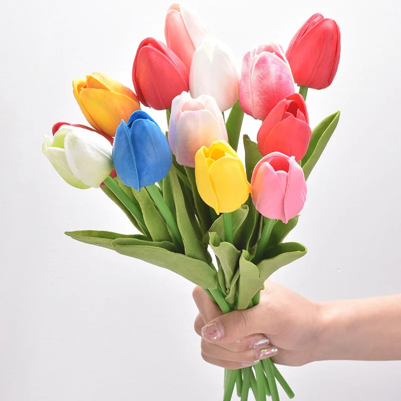 Real-Touch Artificial Tulips - 10 Stem Bouquet for Vases and Table Decor - view 3