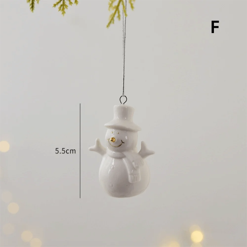 White Porcelain Christmas Ornaments Set of 2  - Snowman