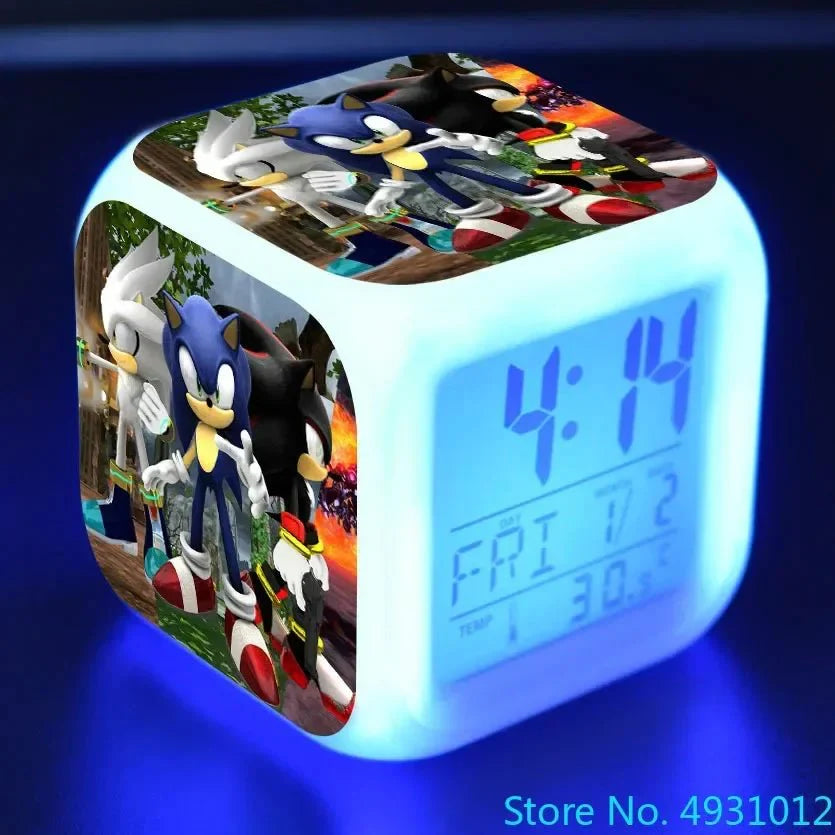 Anime Sonic Mario Bros Figure LED Alarm Clock 7-Color Touch Light Kids D... — View 19