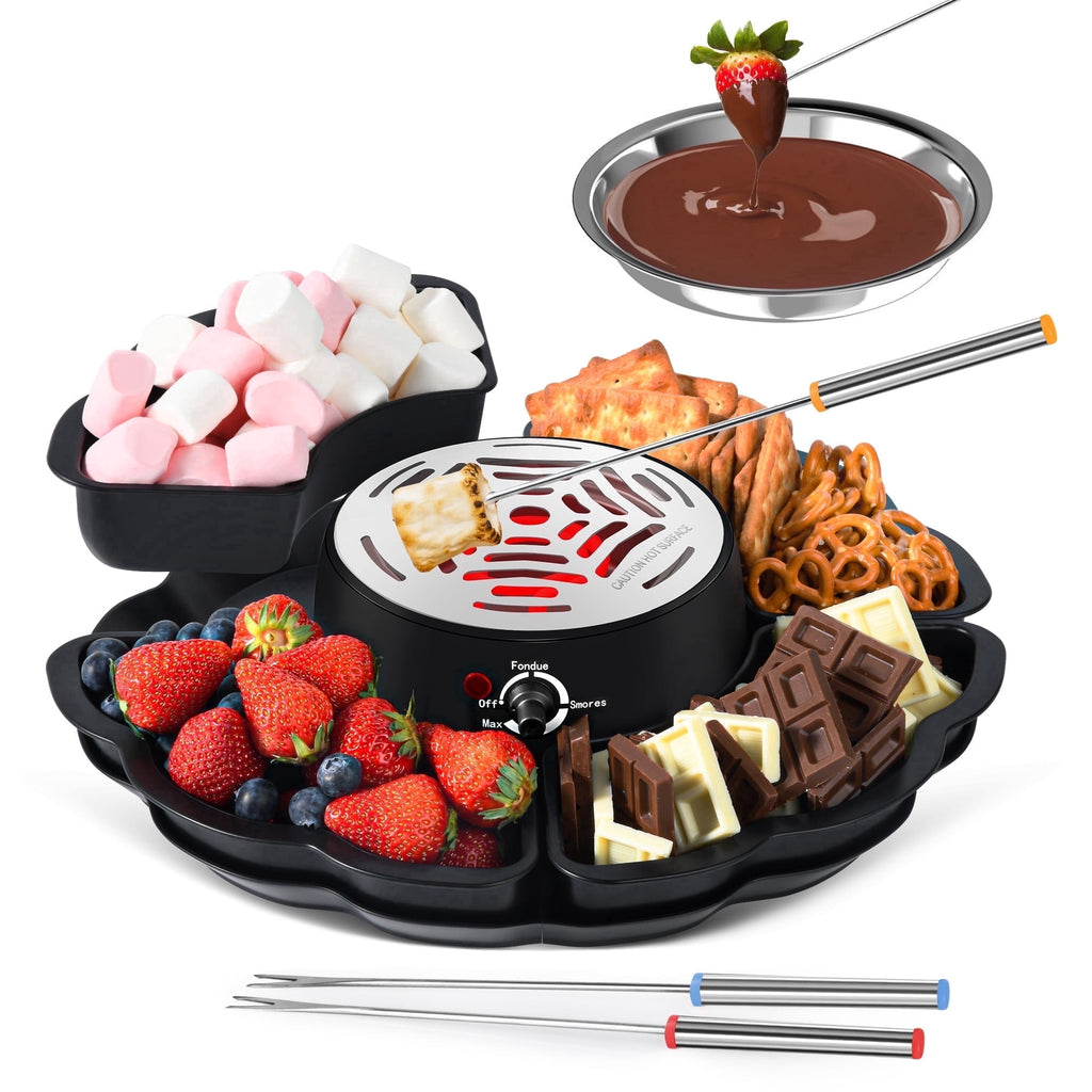 Flameless Electric S'mores Maker — Indoor Tabletop Marshmallow Roaster Kit with Forks & Trays