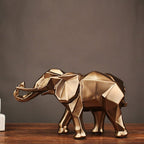 Abstract Geometric Gold Elephant Figurine - Premium Handmade Home Decor Sculpture - GiftMira