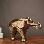 Abstract Geometric Gold Elephant Figurine - Premium Handmade Home Decor Sculpture - GiftMira
