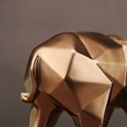 Abstract Geometric Gold Elephant Figurine - Premium Handmade Home Decor Sculpture - GiftMira
