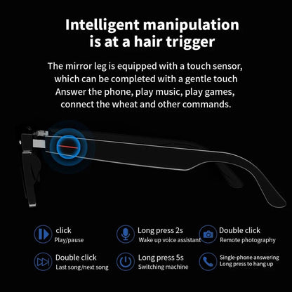 AI Smart Glasses Camera Open - Ear Speaker Voice Assistant UV Sport Sunglasses Men Women Bluetooth - GiftMira