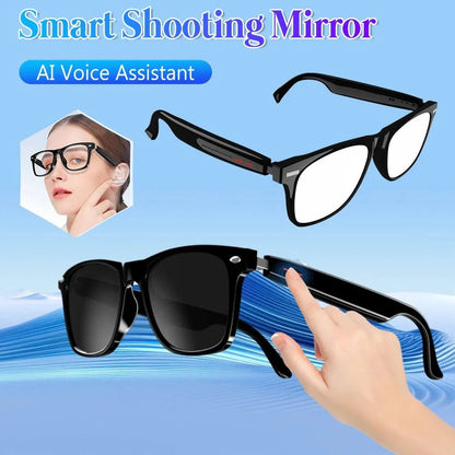 AI Smart Glasses Camera Open - Ear Speaker Voice Assistant UV Sport Sunglasses Men Women Bluetooth - GiftMira
