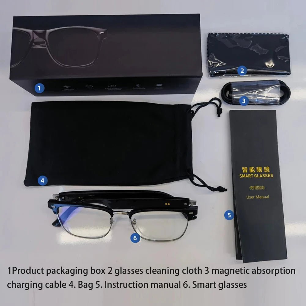 AI Smart Glasses Camera Open - Ear Speaker Voice Assistant UV Sport Sunglasses Men Women Bluetooth - GiftMira