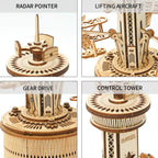 Airplane Control Tower Mechanical Music Box | 3D Wooden Puzzle DIY Building Kit - GiftMira