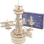 Airplane Control Tower Mechanical Music Box | 3D Wooden Puzzle DIY Building Kit - GiftMira