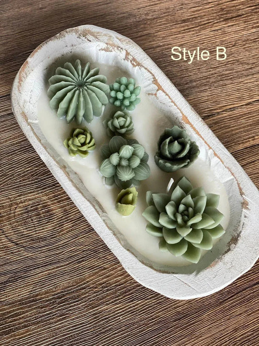 Arizona Dream Scented Cactus Garden Candle in Wooden Bowl - GiftMira