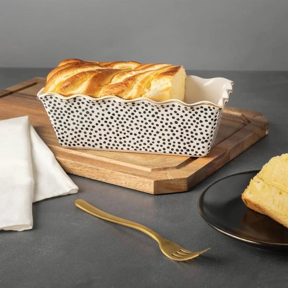 ArtisanBake 9 - Inch Nonstick Ceramic Loaf Pan | Professional Dot Pattern Bakeware - GiftMira