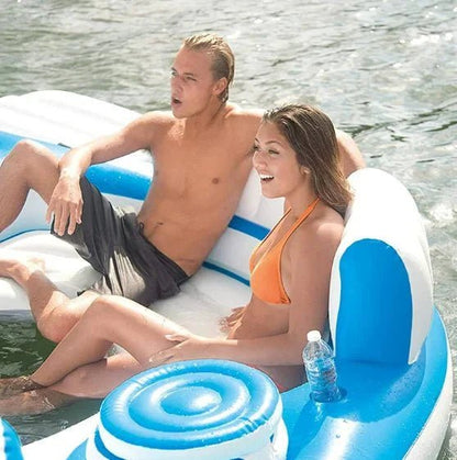 AzureOasis: 6 - Person Floating Party Island - The Ultimate 2026 Water Retreat - GiftMira