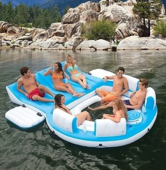 AzureOasis: 6 - Person Floating Party Island - The Ultimate 2026 Water Retreat - GiftMira