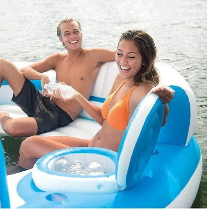 AzureOasis: 6 - Person Floating Party Island - The Ultimate 2026 Water Retreat - GiftMira