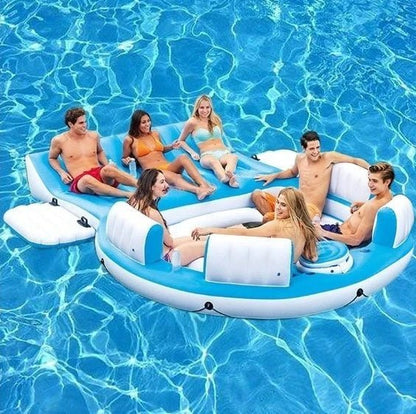 AzureOasis: 6 - Person Floating Party Island - The Ultimate 2026 Water Retreat - GiftMira
