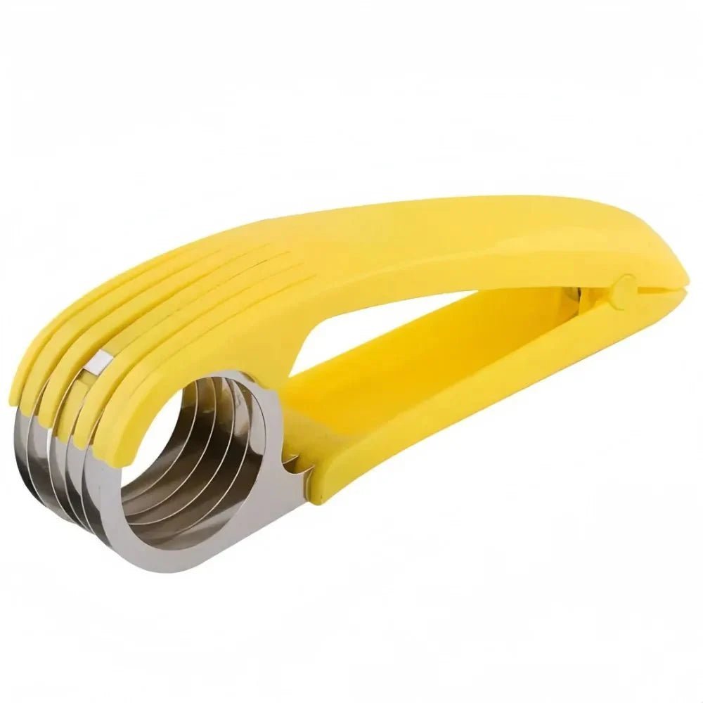 Banana Slicer Curved Handle Stainless Steel Fruit Cutter Kitchen Gadget for Bananas, Sausages & Vegetables – Quick Prep Kitchen Tool Gift - GiftMira