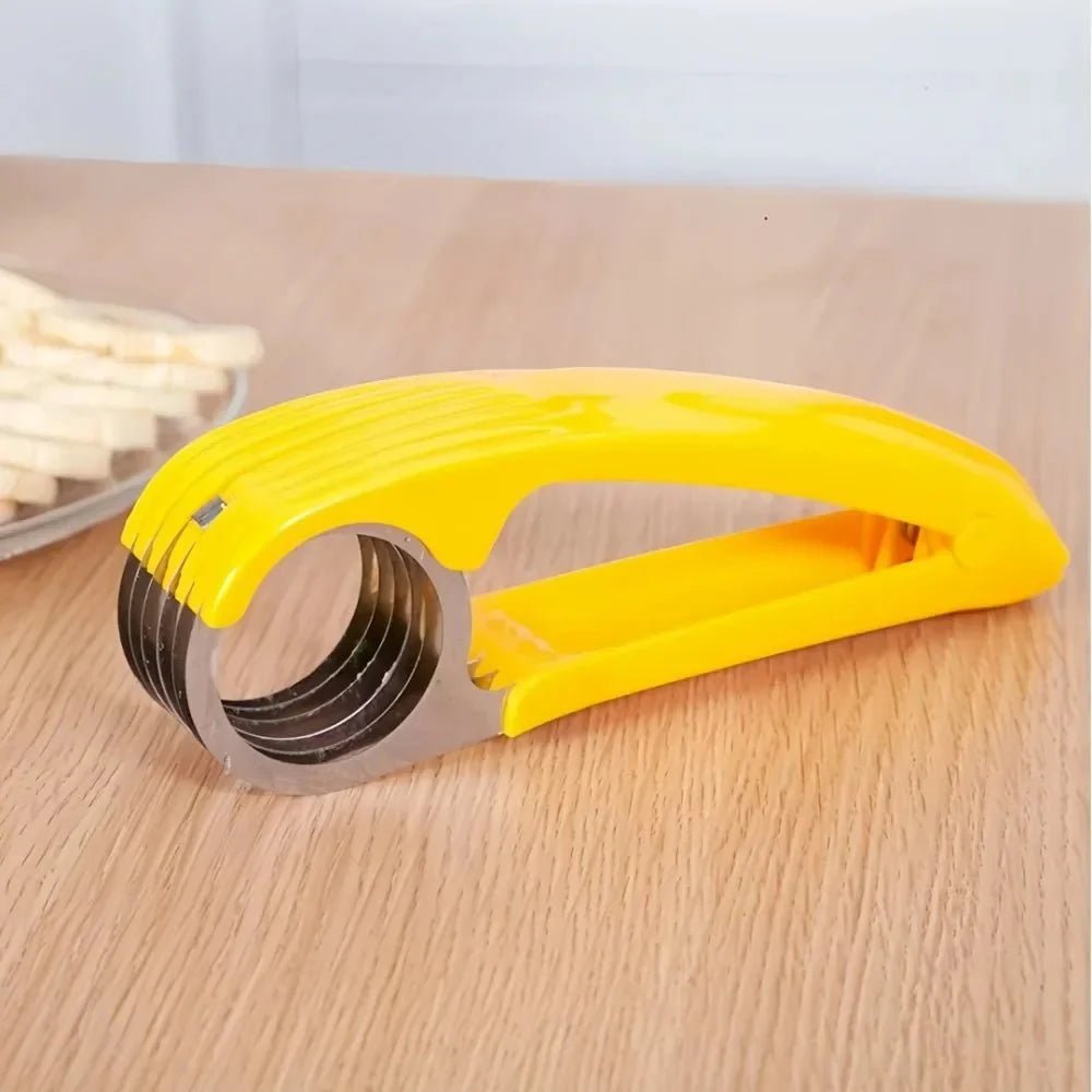 Banana Slicer Curved Handle Stainless Steel Fruit Cutter Kitchen Gadget for Bananas, Sausages & Vegetables – Quick Prep Kitchen Tool Gift - GiftMira