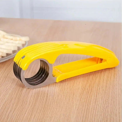 Banana Slicer Curved Handle Stainless Steel Fruit Cutter Kitchen Gadget for Bananas, Sausages & Vegetables – Quick Prep Kitchen Tool Gift - GiftMira