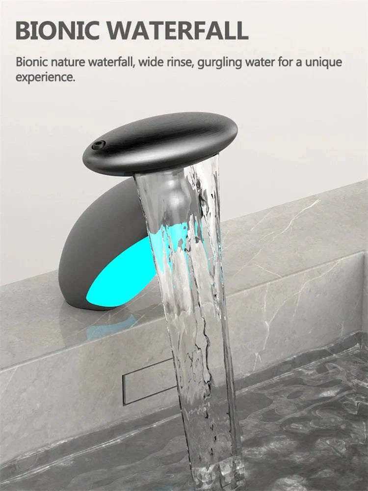 Basin Faucets: Gray Bathroom LED Sink Faucet with Pull - Out Spray - GiftMira