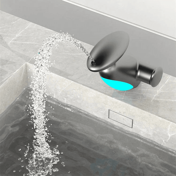 Basin Faucets: Gray Bathroom LED Sink Faucet with Pull - Out Spray - GiftMira