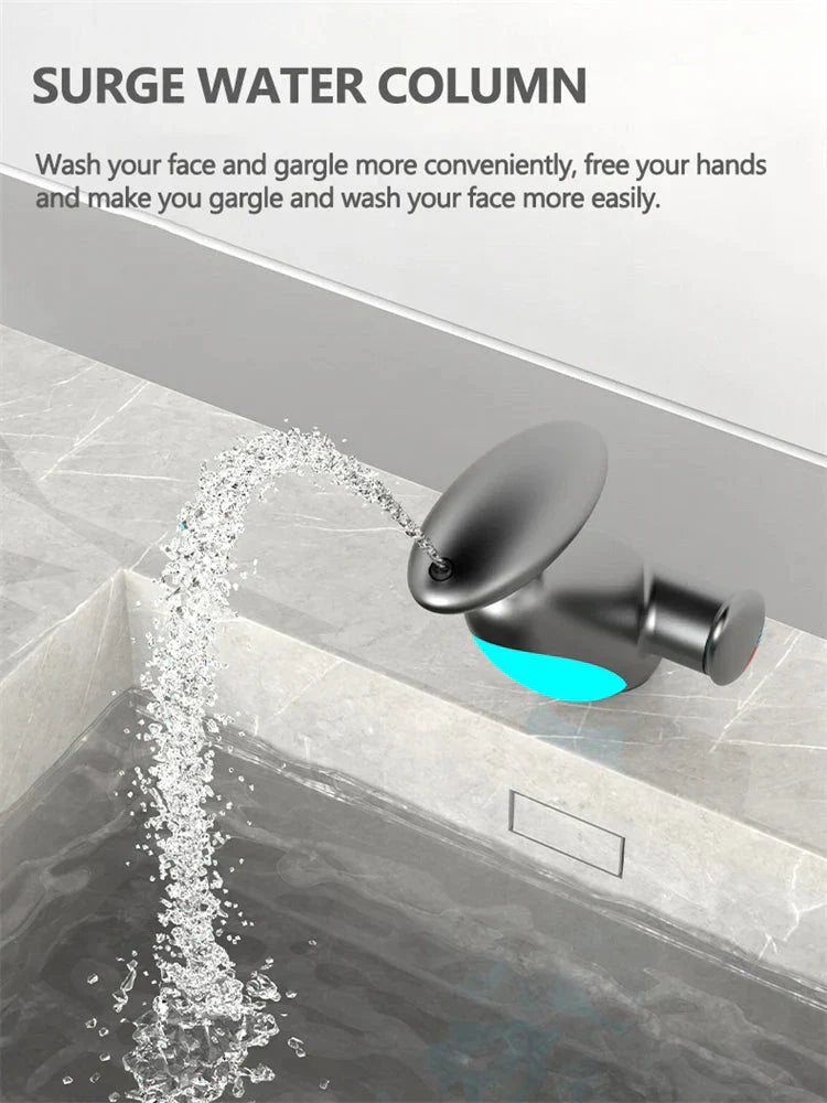 Basin Faucets: Gray Bathroom LED Sink Faucet with Pull - Out Spray - GiftMira