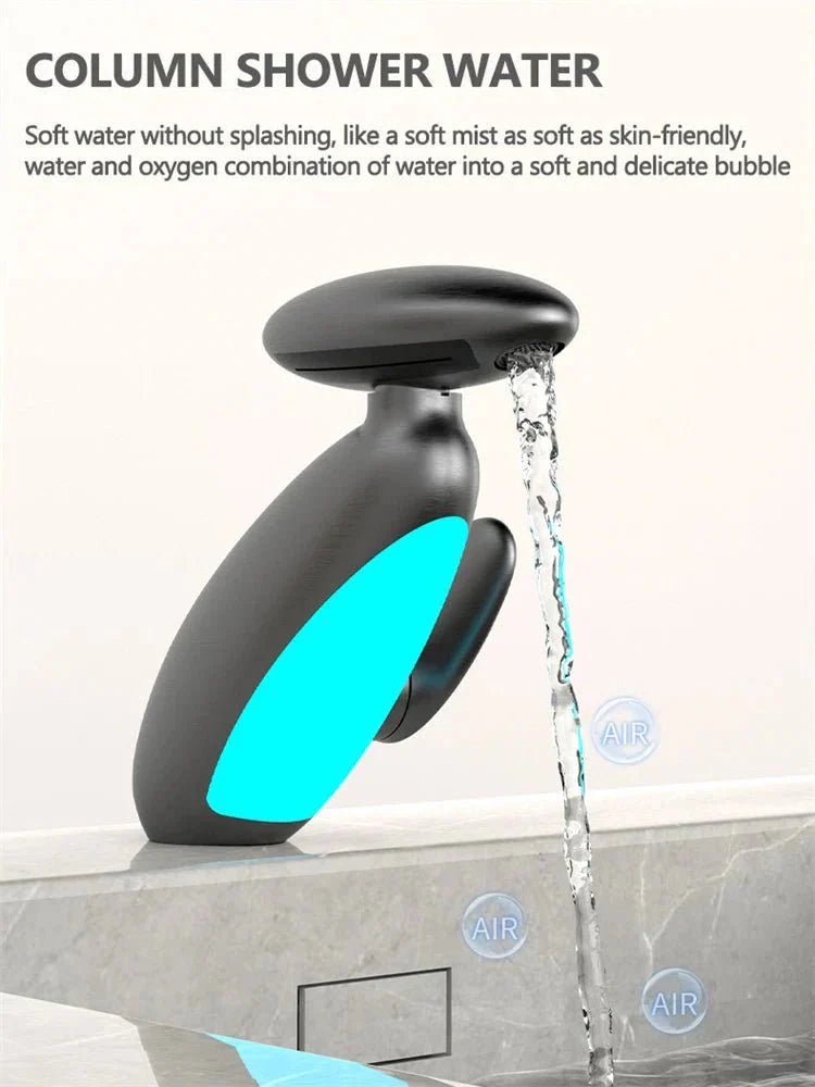 Basin Faucets: Gray Bathroom LED Sink Faucet with Pull - Out Spray - GiftMira