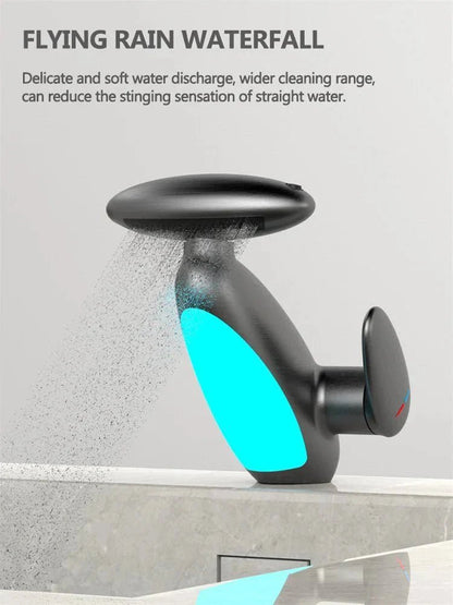 Basin Faucets: Gray Bathroom LED Sink Faucet with Pull - Out Spray - GiftMira