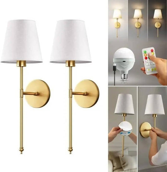 Battery Operated Wall Sconces – Wireless LED Wall Lights, No Wiring Required, Indoor Decorative Lamp Set - GiftMira